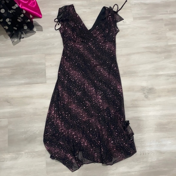 Vintage 90s Byer Too Black Midi Dress Sparkle, Size Medium - Picture 3 of 9